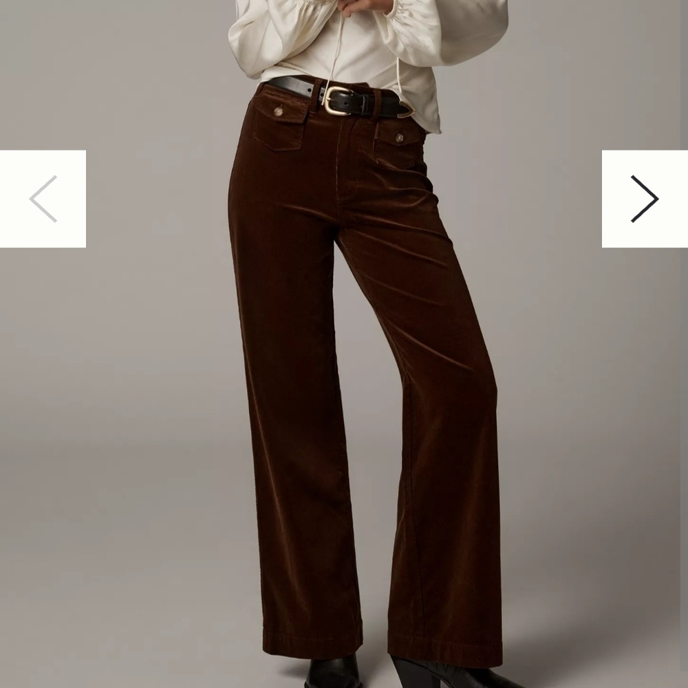 NWT PAIGE Anessa High-Rise Wide-Leg Patch-Pocket Jeans Chicory Coffee Size 31